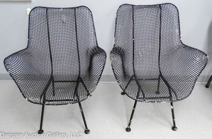PAIR RUSSELL WOODARD SCULPTURA WIRE MESH  CHAIRS