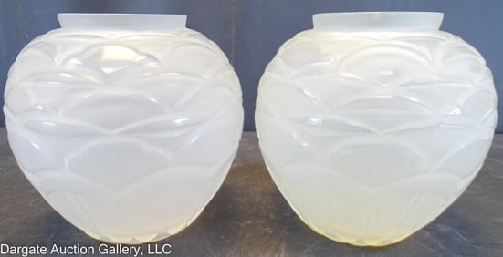 PAIR ANDRE HUNEBELLE ACID ETCHED ART GLASS VASES