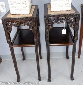 PAIR 19TH C. CHINESE CARVED ROSEWOOD STANDS