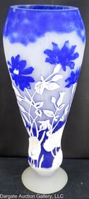 SHANNON CRYSTAL OF IRELAND BLUE CAMEO GLASS VASE