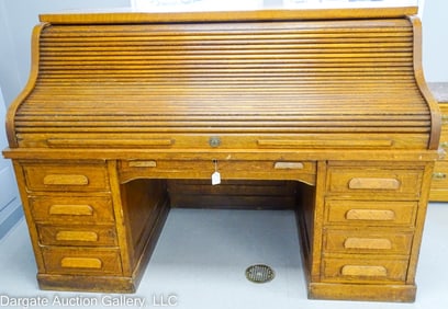 72" STANDARD QUARTER SAWN OAK ROLL TOP DESK