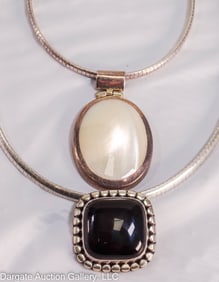 2 STERLING OMEGA NECKLACES WITH PENDANTS