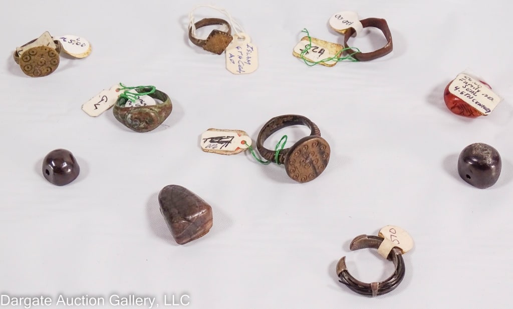 10 ANCIENT FAMILY SIGNET RINGS & SEALS: Includes: (1) Roman 1-3rd Century / (1) 5-6th Century / (1) Syrian 5-6th Century / (10 Islamic 6th Century / and others/ ONLINE PAY MSG ****SEE TERMS AND CONDITIONS FOR SPECIAL PAYMENT REQUIREMENTS***