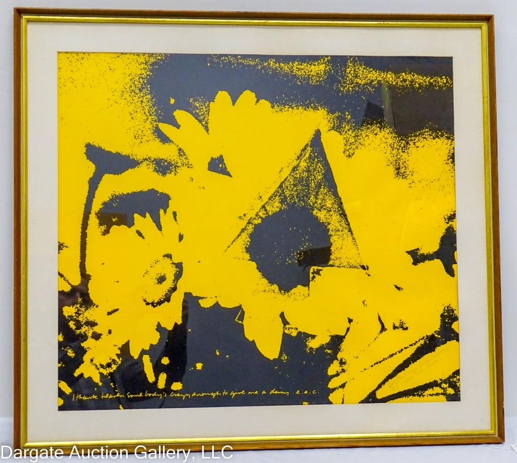 SISTER CORITA KENT crazy enough SCREENPRINT 1968: Sisster Mary Corita Kent (American, 1918-1986) 1968 screenprint in colors, [I thank heavens someone is crazy enough to give me a daisy. Eec (E.E. Cummings) / Pencil signed lower right (and personalize