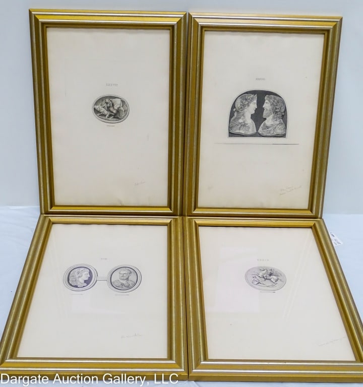 4 FRANCESCO BARTOLOZZI ENGRAVINGS AFTER CIPRIANI: Original artist: Giovanni Battista Cipriani (Italian, 1727-1785) Engraved by: Francesco Bartolozzi (Italian, 1727-1815) 4 Stipple engravings from the Victorian re-issue of the Duke of Marlborough?s ?G