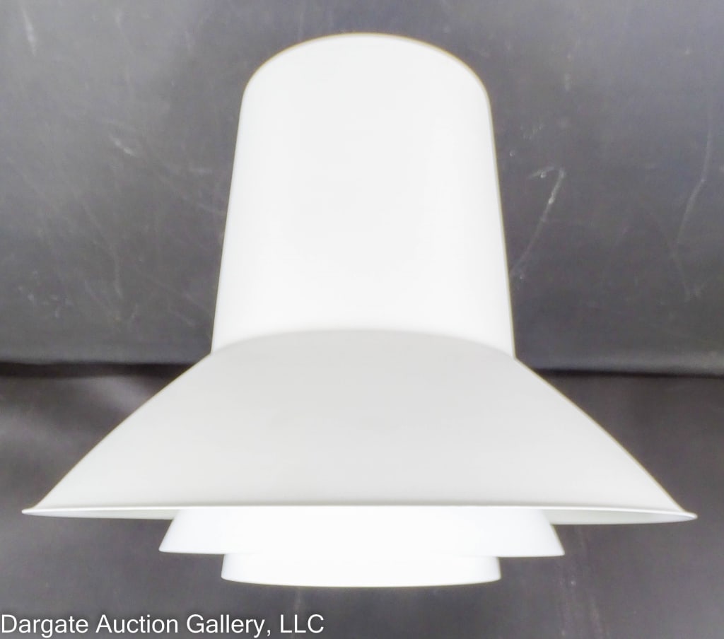 NORDISK SOLAR AUDITORIE 4 PENDANT LIGHT No 74604: Mid Century Modern / MCM / c1970's Pendant Light designed by Sven Middelboe for Nordisk Solar / Model Auditorie 4 No 74604 / Oyster White with metal base / 500w mogul base PS lamp / 6' white cord with