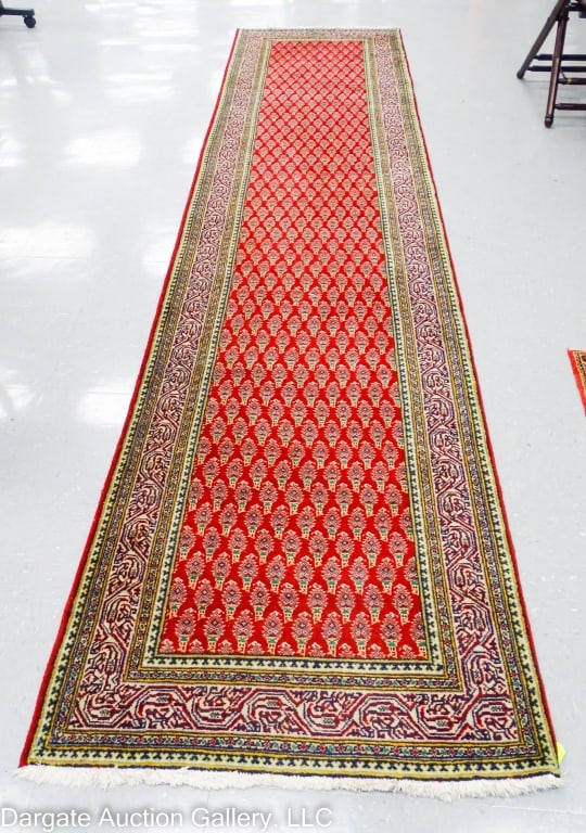 FINELY WOVEN TURKOMAN/TURKMEN RUG SIGNED: Grey/cream/blue/rust. Signed, illegible. / Measures: 48"W x 75"L / Provenance: From the descendants of Lollie Oliver, Pittsburgh, PA / Condition: Wear and soiling to fringe