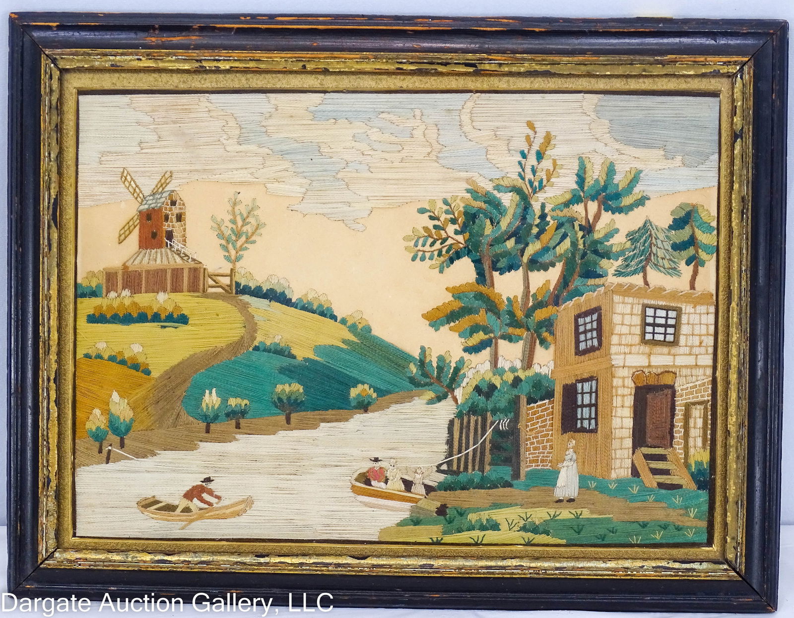 FRAMED SILK NEEDLEWORK PANEL (1 of 3)