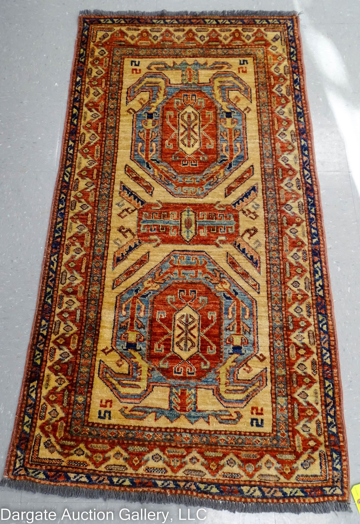 HAND KNOTTED CAUCASIAN SHIRVAN RUG 60x32: / Measures: 60"x32"