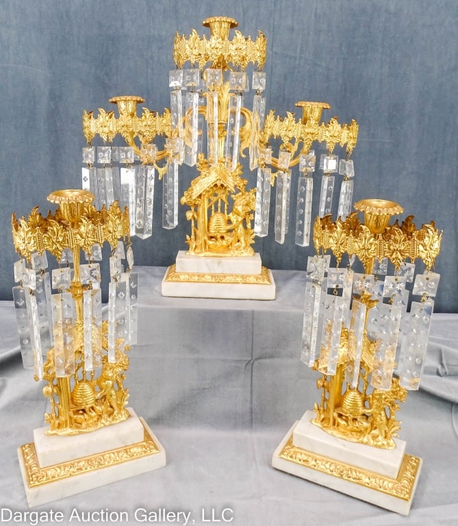 3 PIECES 19TH CENTURY GILT BEAR GIRANDOLES (1 of 10)