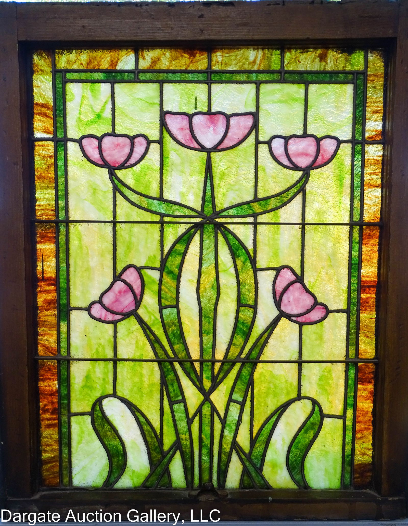 ART NOUVEAU TULIPS STAINED GLASS WINDOW PANELS (1 of 8)