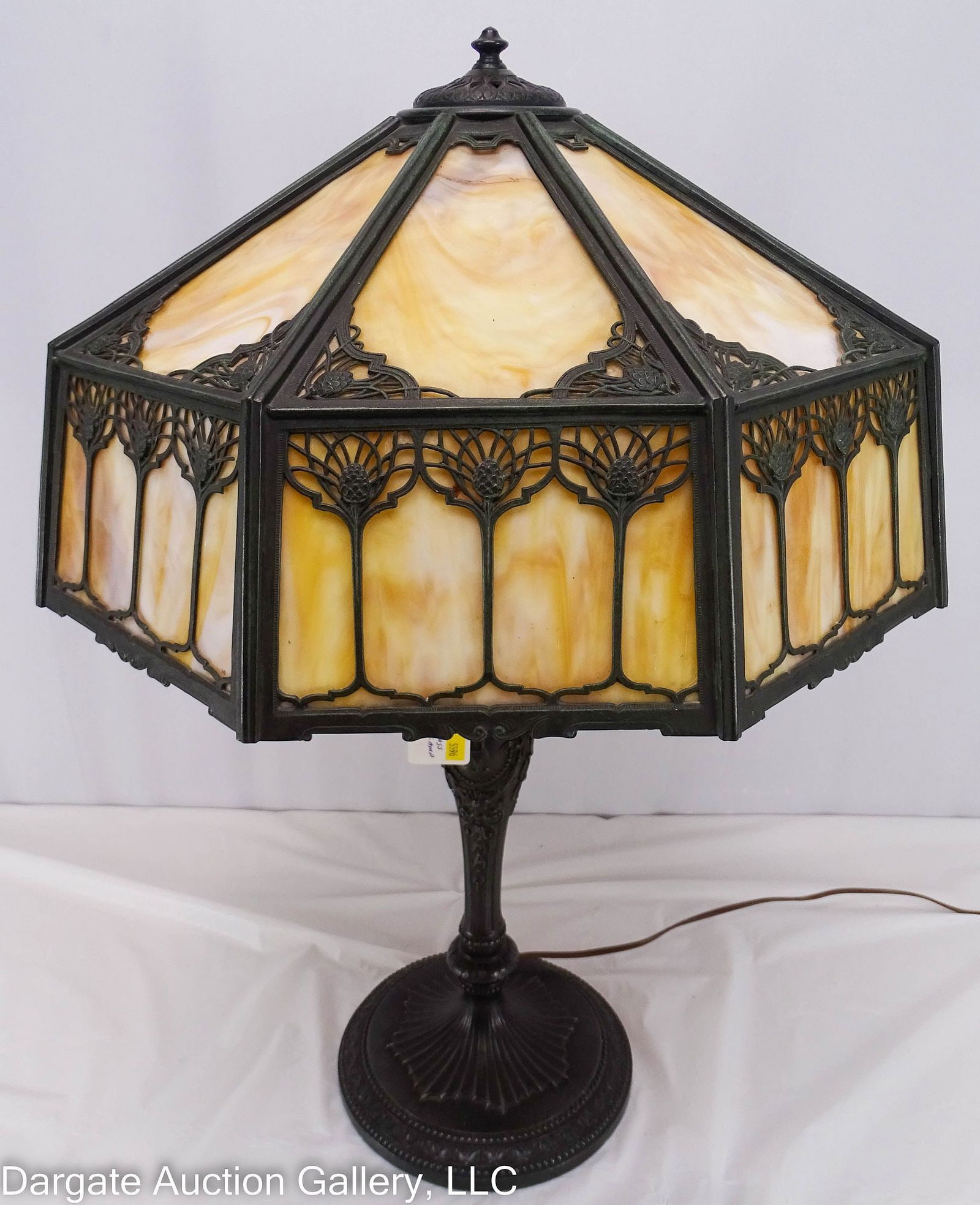 CLASSIC ARTS & CRAFTS SLAG GLASS PANEL LAMP (1 of 10)