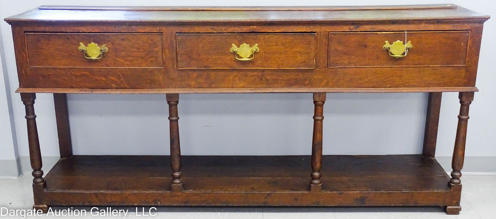 19th C OAK ENGLISH POTBOARD PEWTER CUPBOARD BASE (1 of 8)