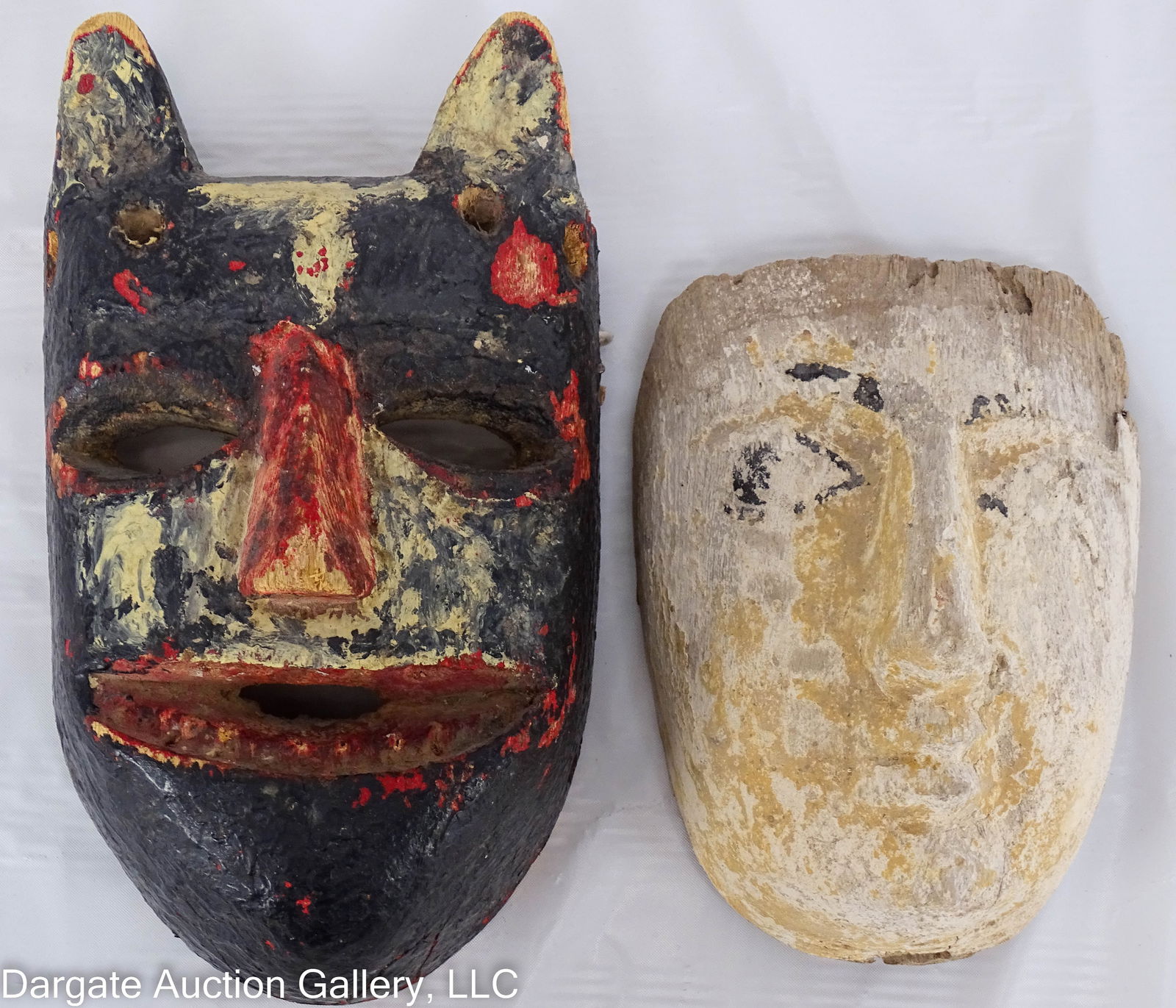 ANCIENT EGYPTIAN MUMMY WOOD MASK AND BURMESE MASK (1 of 4)