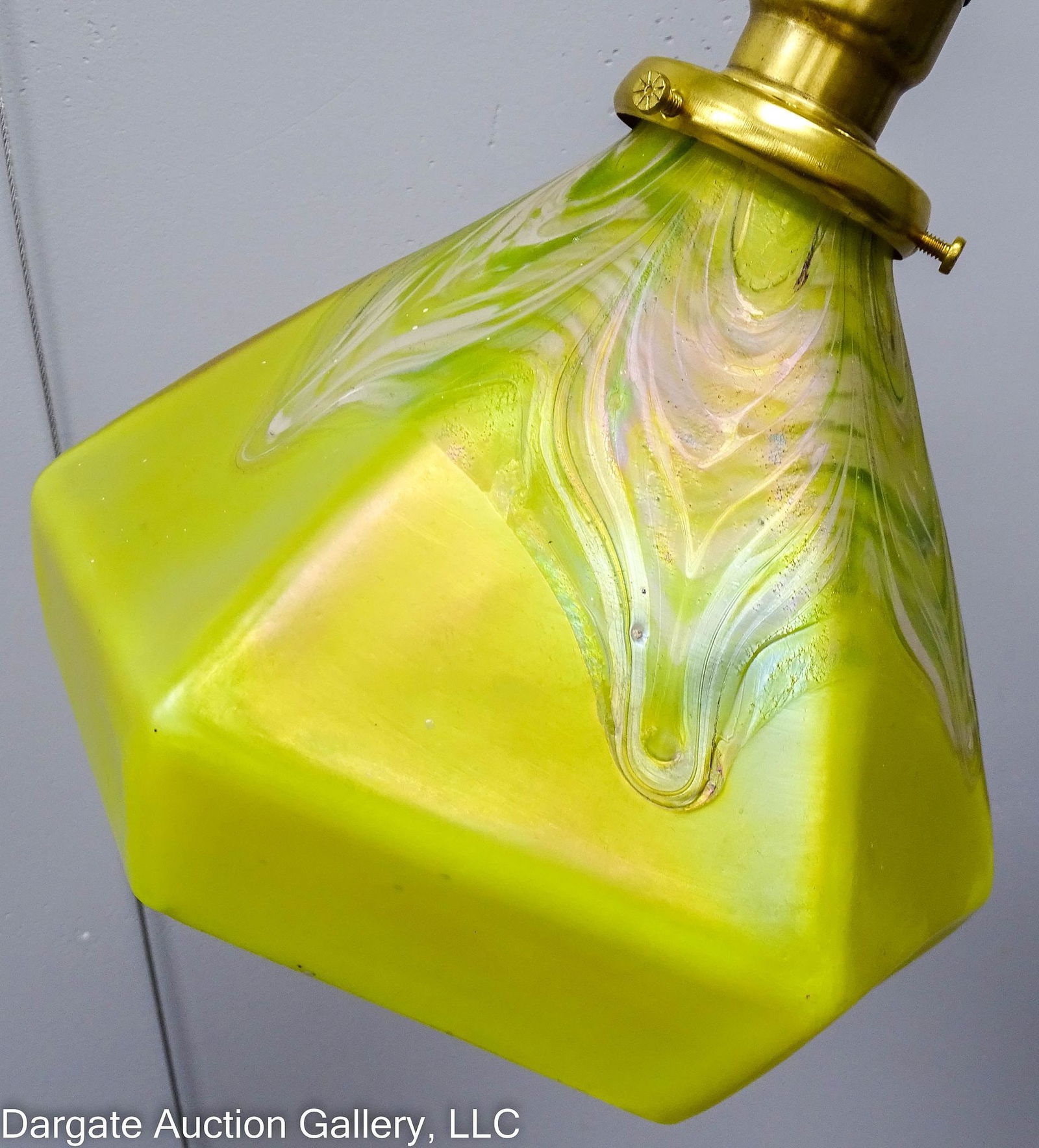 WALNUT BRIDGE FLOOR LAMP WITH LOETZ SHADE (1 of 9)