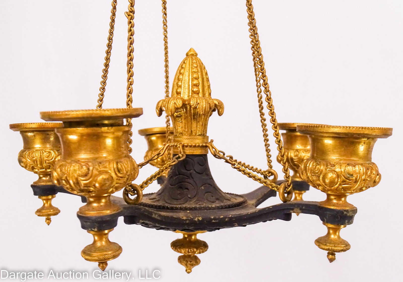 PAIR PATINATED BRONZE HANGING CANDELABRA SCONES (1 of 6)