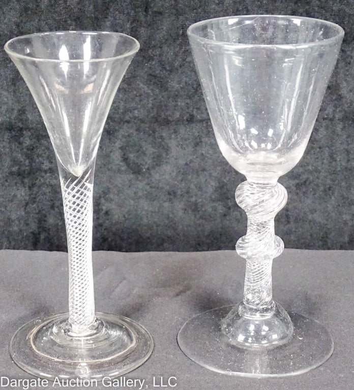 2 18TH C AIR TWIST JACOBITE GLASS STEMS (1 of 8)