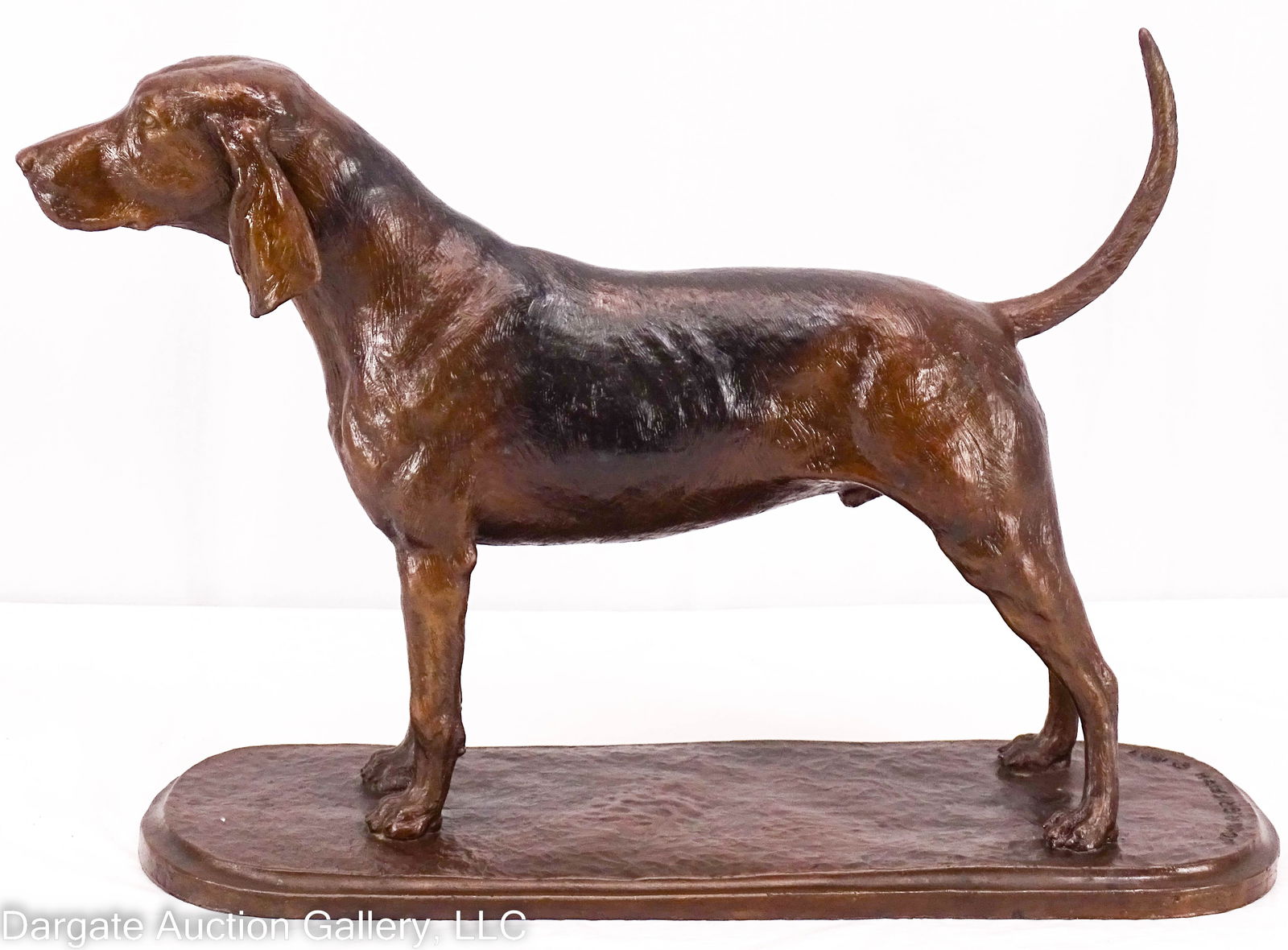 Signed Vintage Hunting Dogs Bronze Sculpture