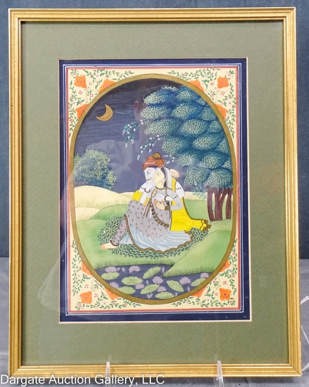 PAHARI SCHOOL MINIATURE GOUACHE RADHA & KRISHNA (1 of 5)
