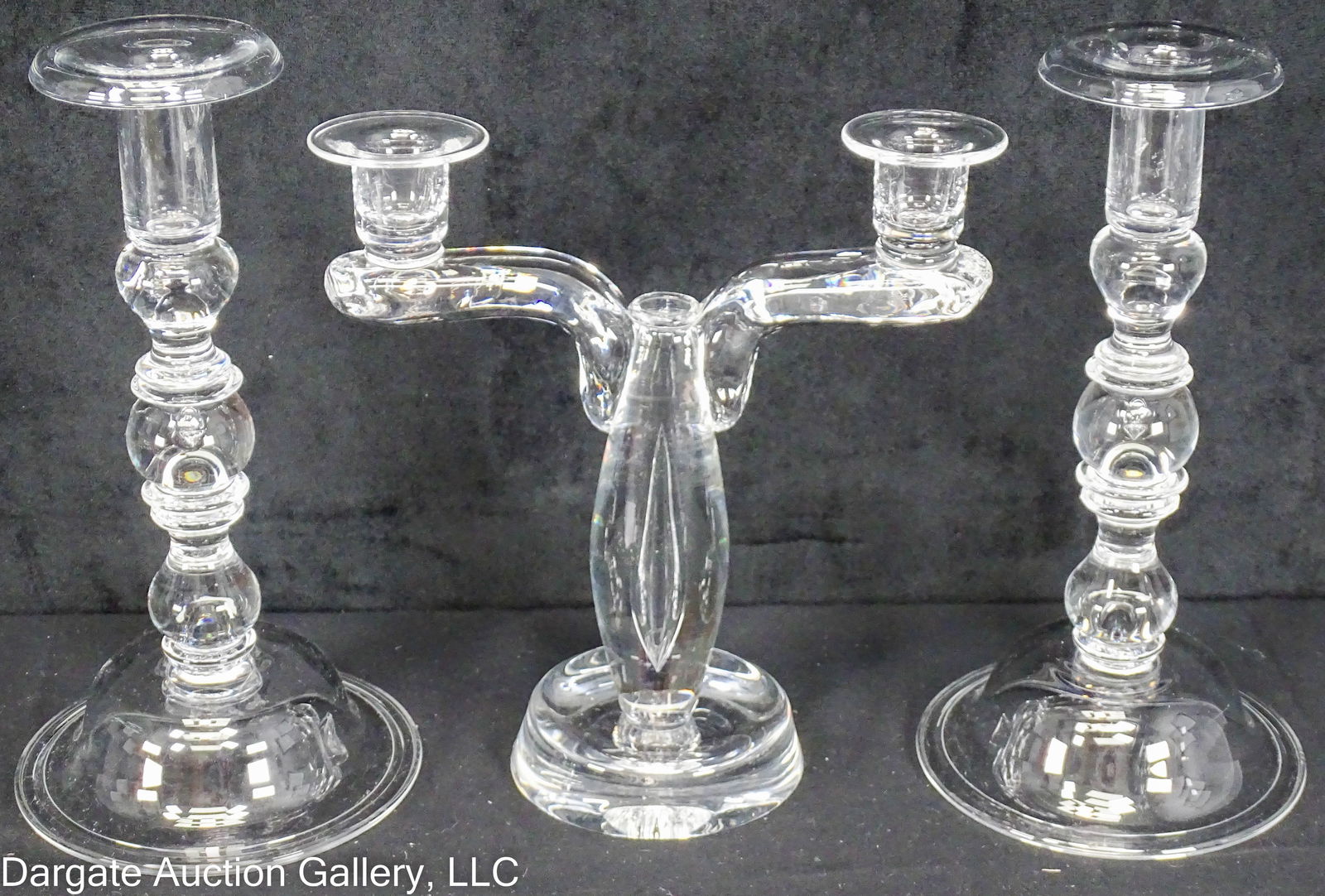 3 SIGNED STEUBEN TEARDROP CANDLESTICKS (1 of 5)
