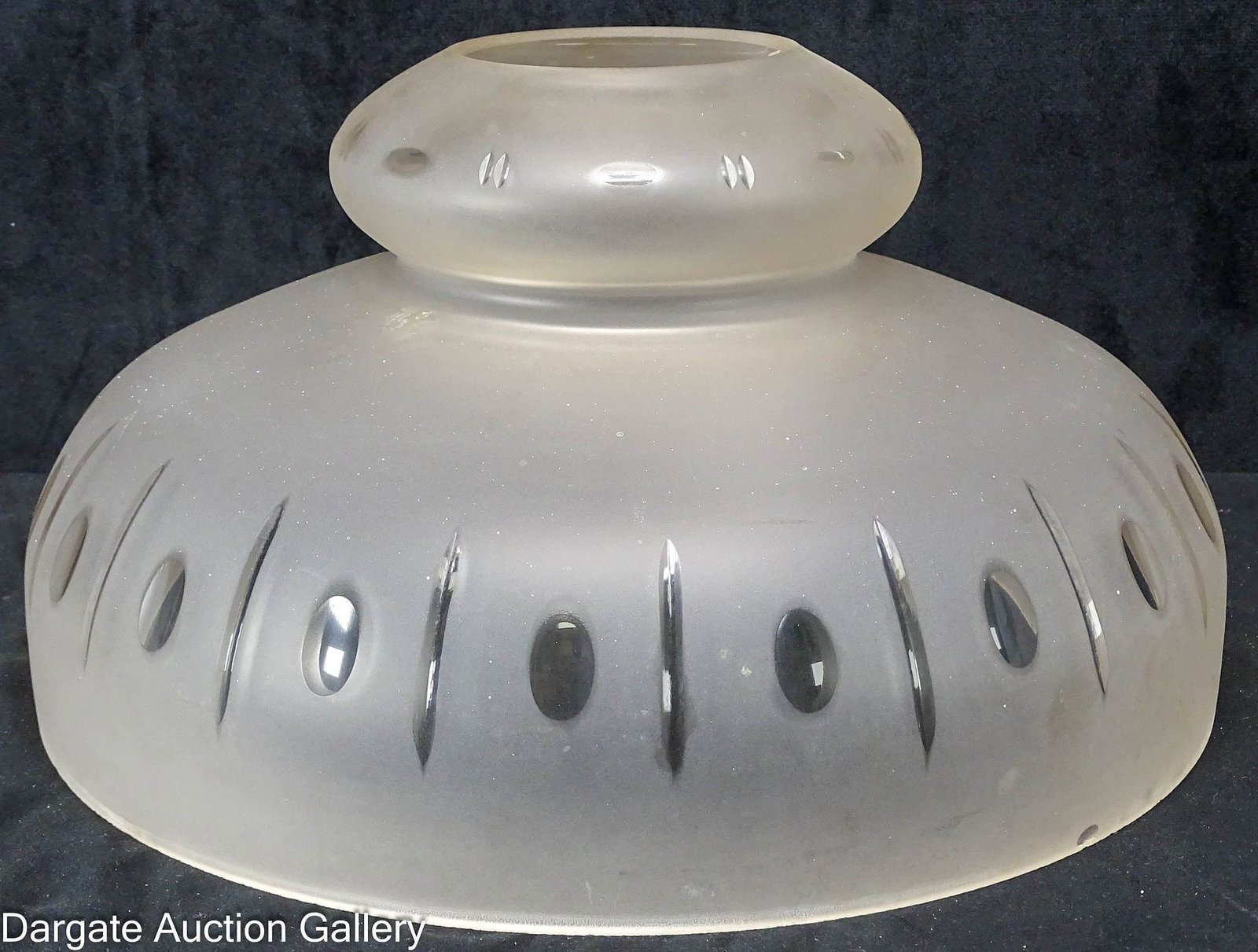 UNUSUAL FROSTED AND CUT GLASS OIL LAMP SHADE (1 of 6)