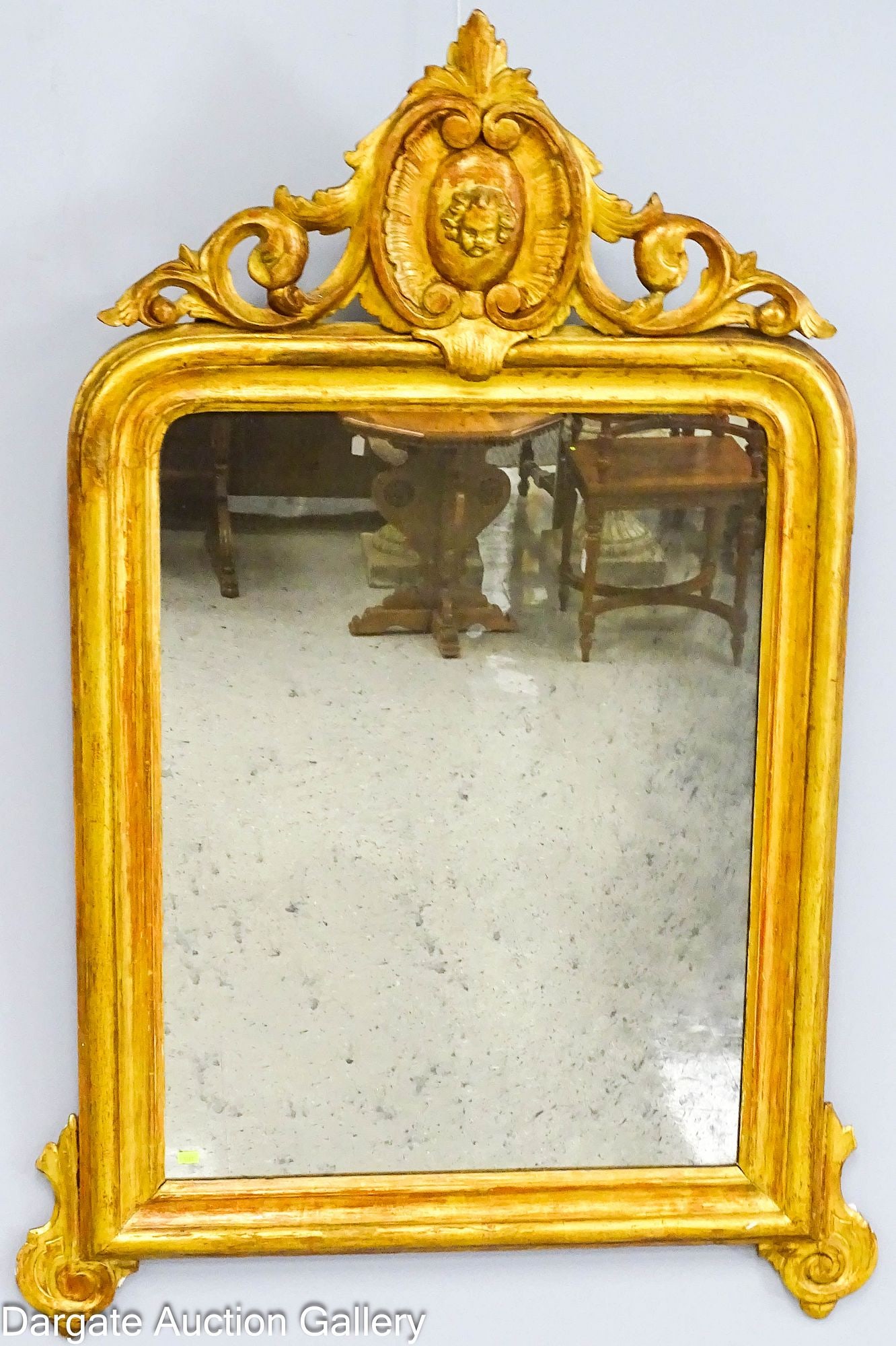 ITALIAN ROCOCCO STYLE GILT FRAMED MIRROR WITH CHERUB (1 of 6)