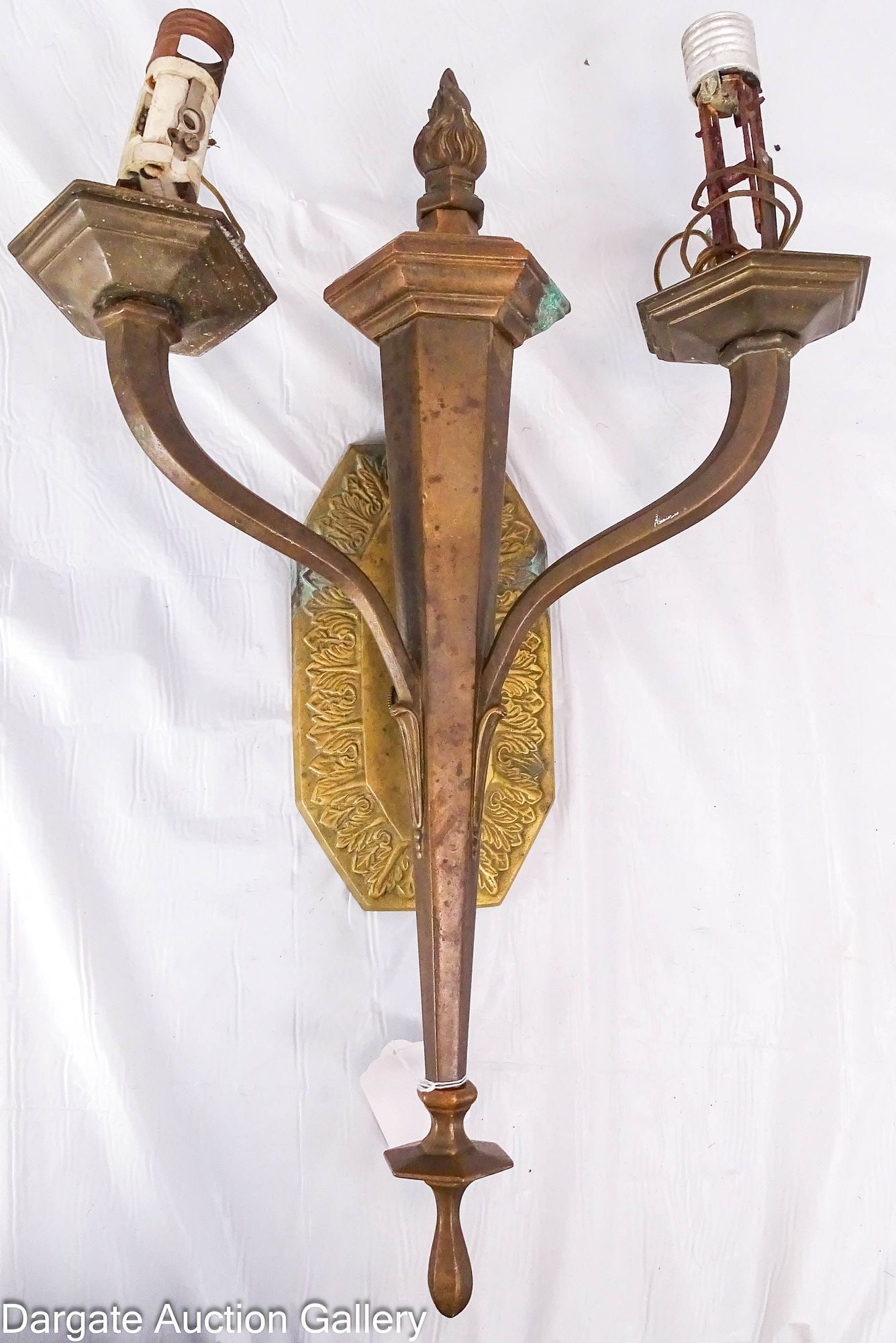 CAST BRASS NEOCLASSIC TORCH WALL SCONCE (1 of 8)