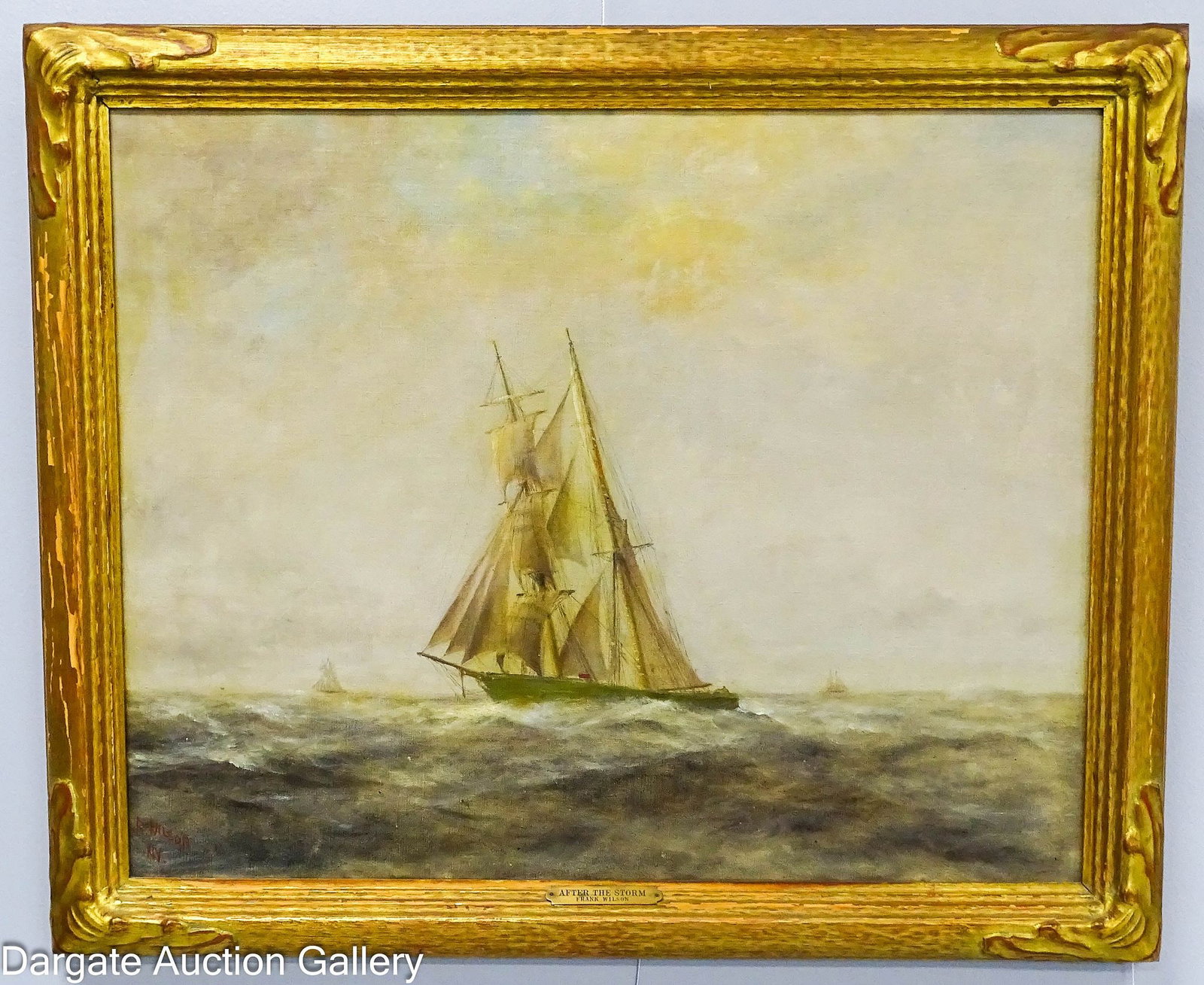 FRANK WILSON OIL ON CANVAS NAUTICAL SCENE - AFTER THE STORM (1 of 11)