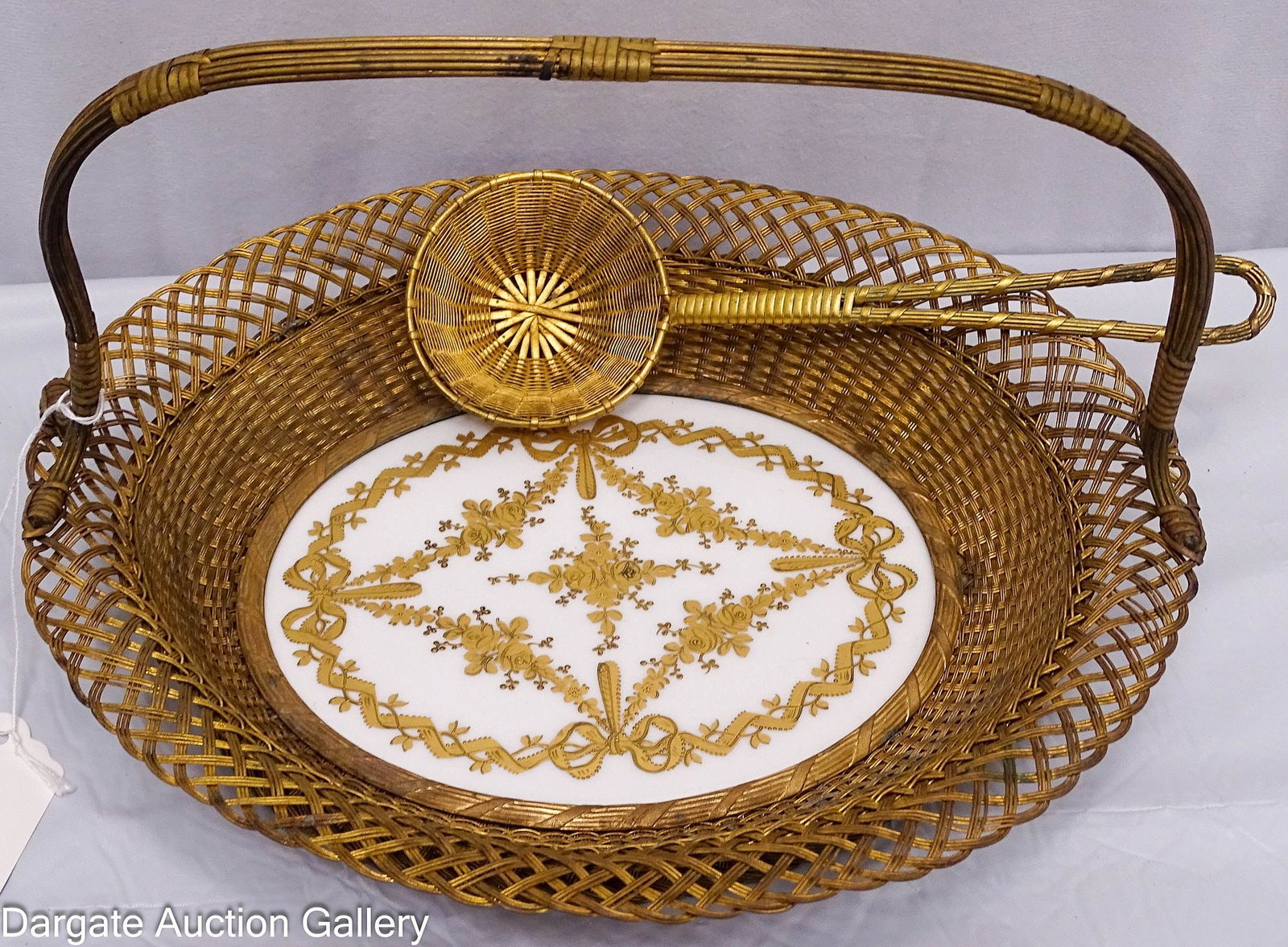 ANTIQUE SEVRES WOVEN BASKET AND SPOON SET (1 of 6)
