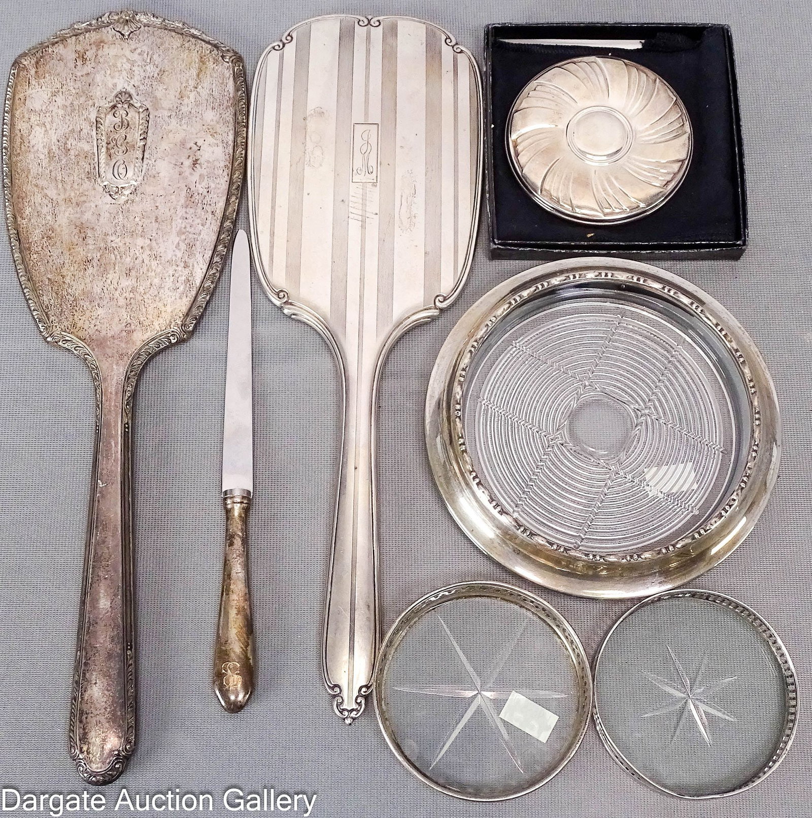 (7) ASSORTED WEIGHTED STERLING TABLE VANITY ITEMS (1 of 5)