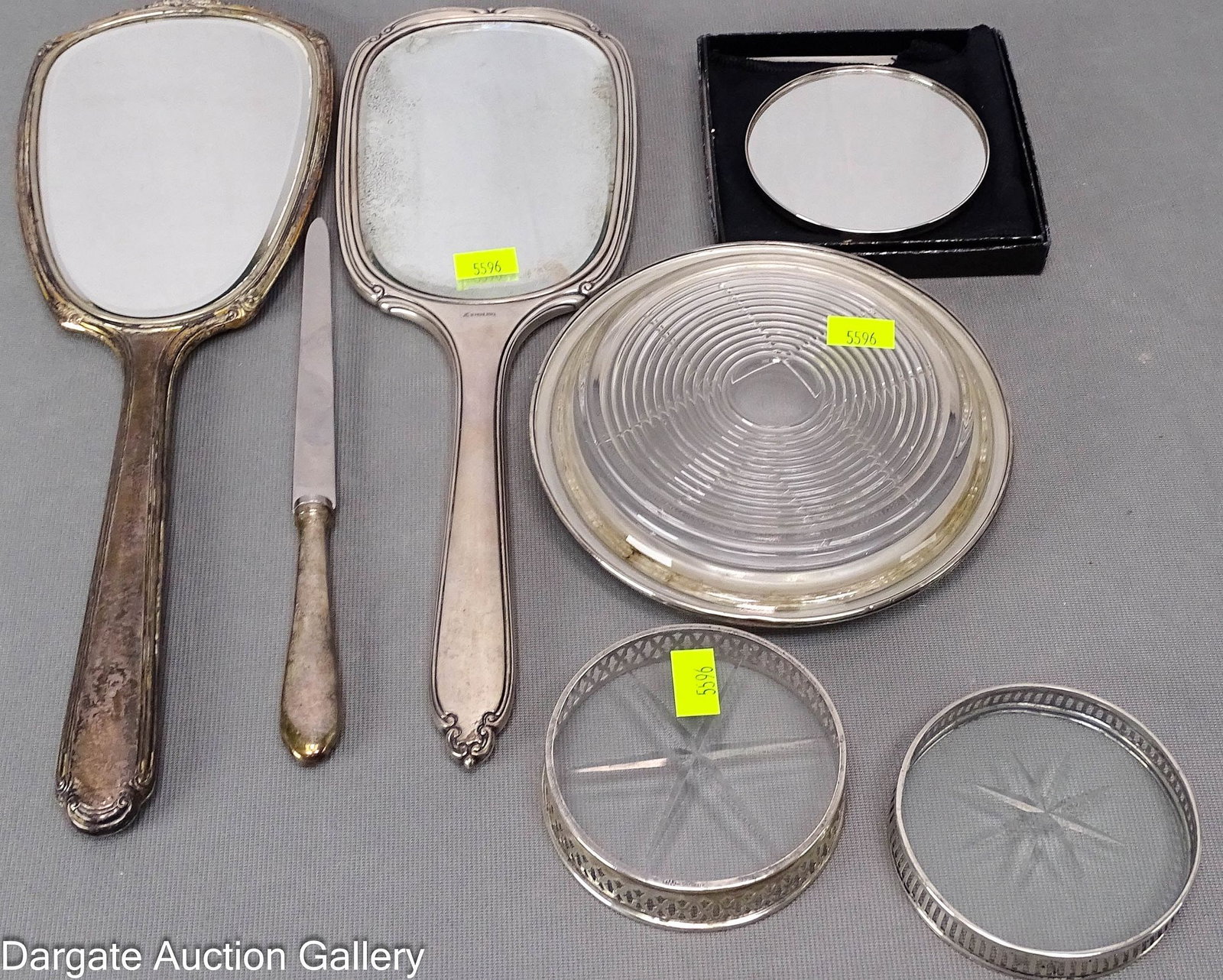 (7) ASSORTED WEIGHTED STERLING TABLE VANITY ITEMS - 5