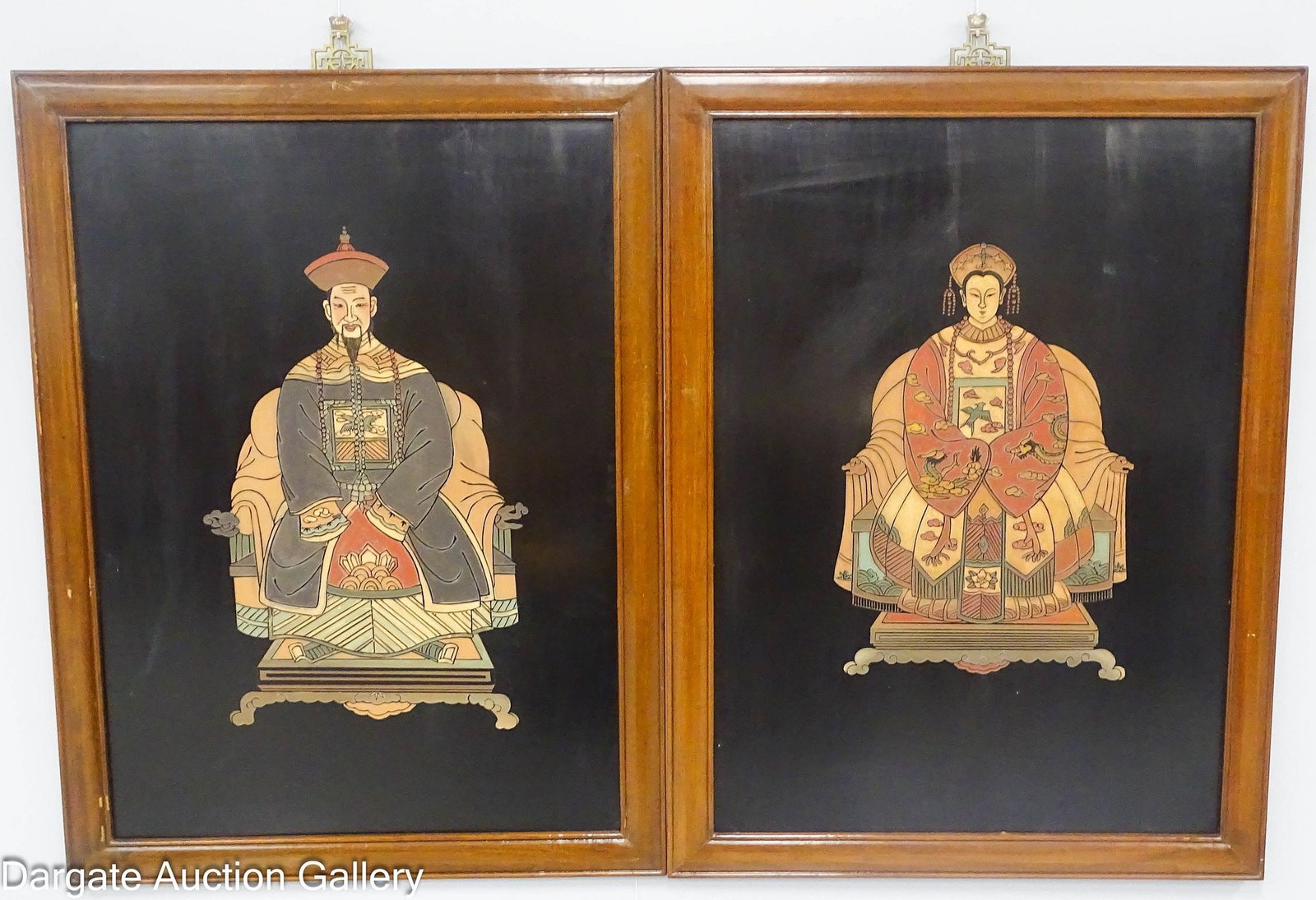 CHINOISERIE STYLE EMPEROR AND EMPRESS FRAMED PANELS (1 of 7)