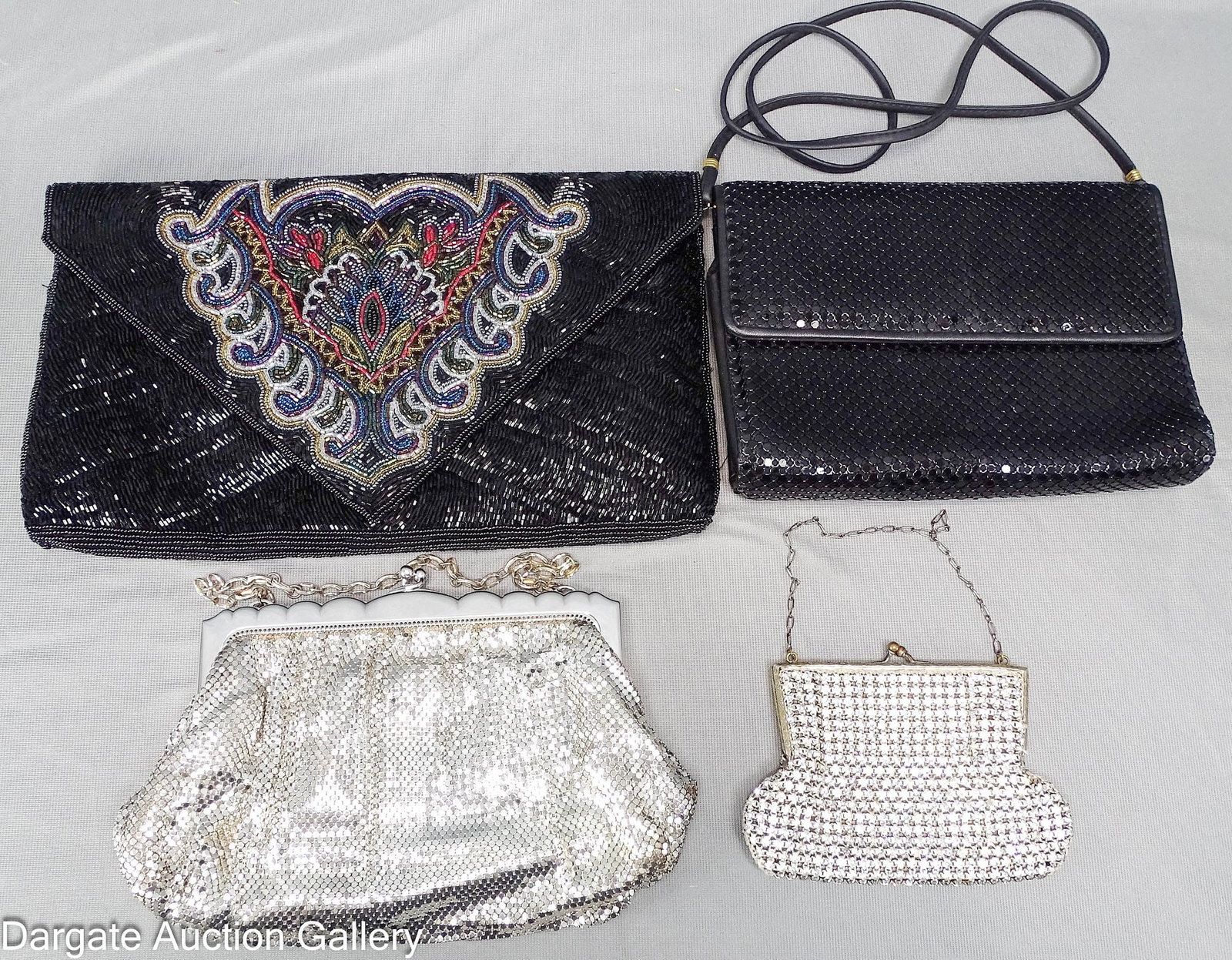 (4) VINTAGE BEADED SEQUIN RHINESTONE HAND BAGS (1 of 12)