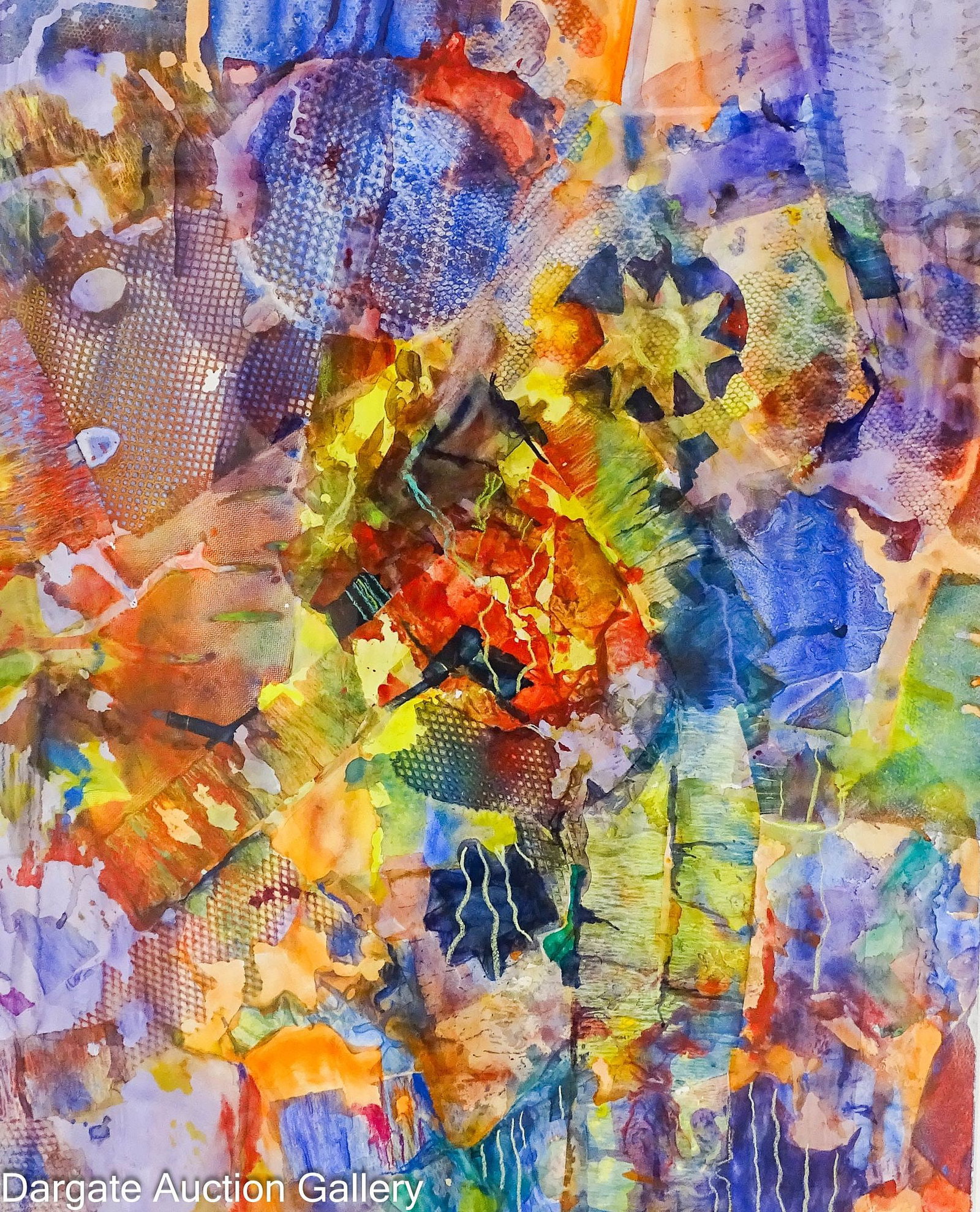 RUTH G RICHARDSON 2013 WATERCOLOR "NEW LEGACY": Ruth G Richardson (American/Pittsburgh, 1926-2019) 2013 Watercolor titled "New Legacy"; no visible signature, info card en verso; set under glass in modern metal frame; Richardson was the Ex