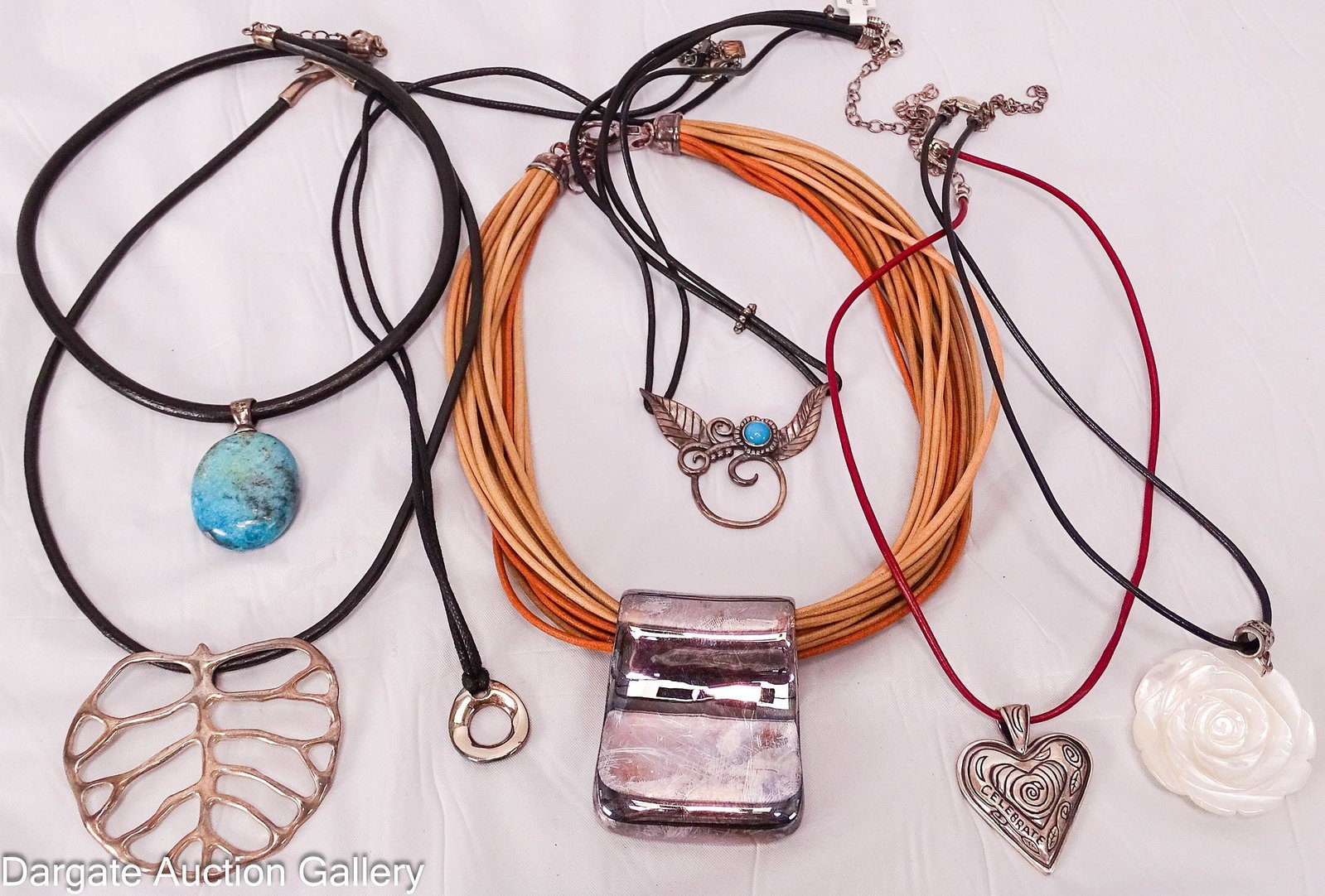 (9) ASSORTED CORD AND STERLING SILVER NECKLACES (1 of 6)