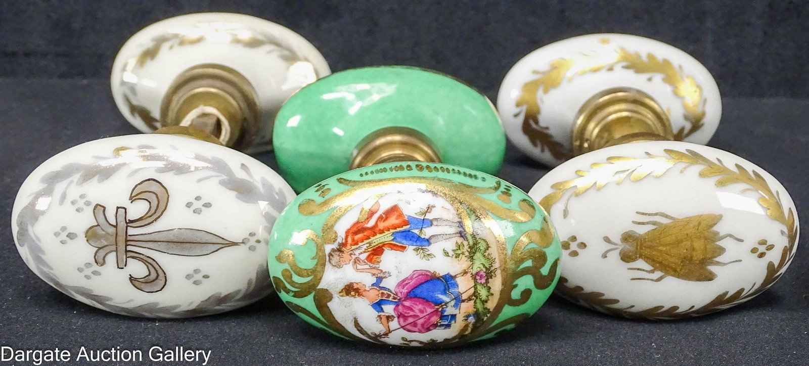 (3) FRENCH EMPIRE PORCELAIN DECORATED DOOR KNOBS (1 of 6)