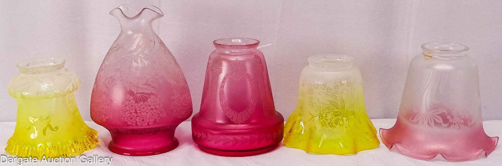 (5) ASSORTED COLORED GLASS SHADES (1 of 12)