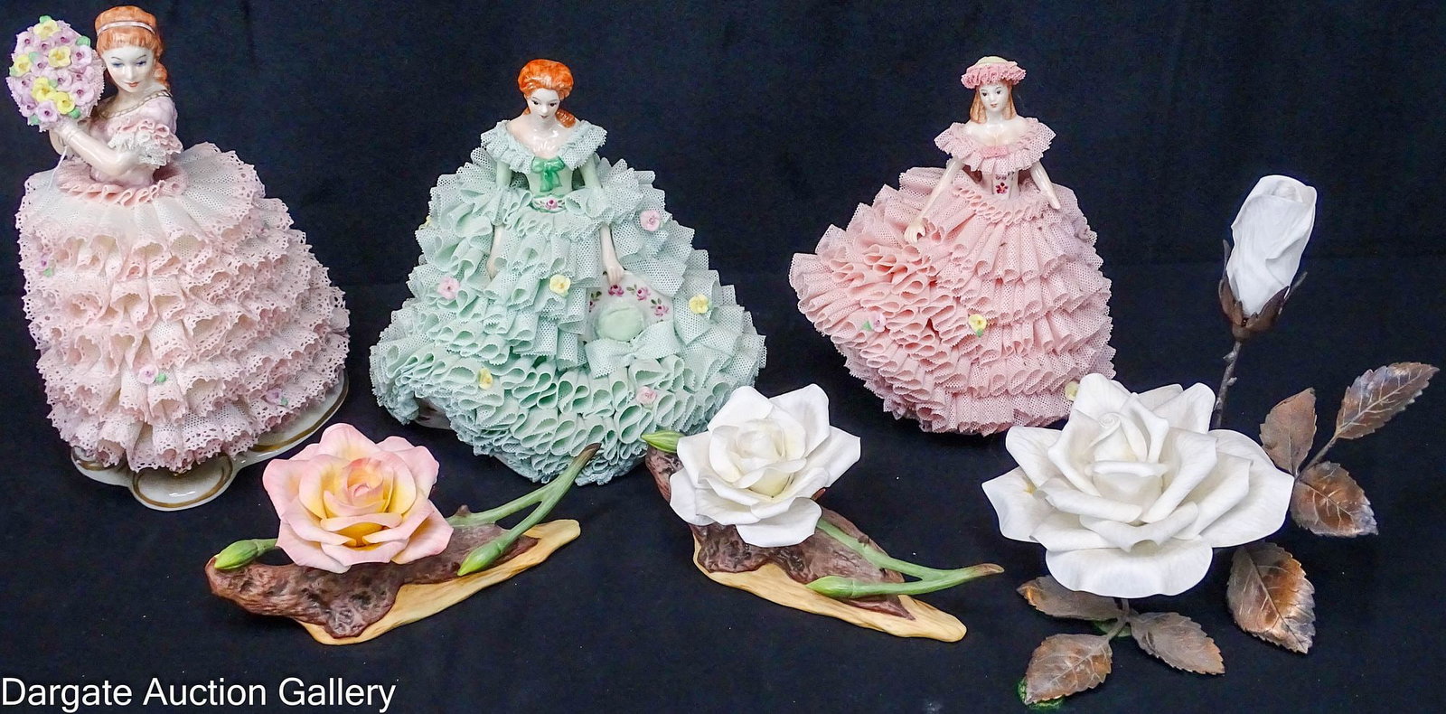 6pcs ASSORTED PORCELAIN FIGURES INC BOEHM AND IRISH DRESDEN (1 of 15)