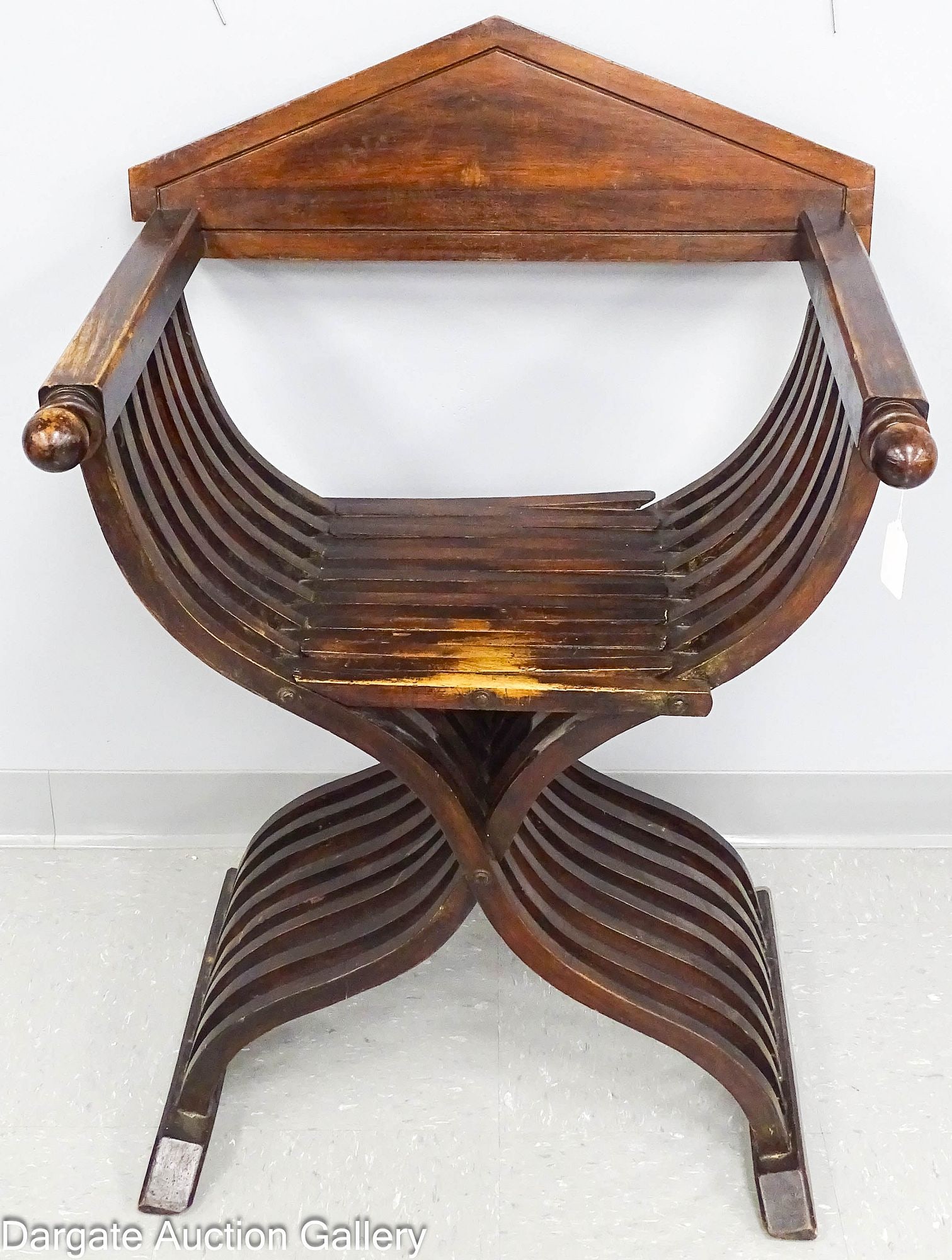 ANTIQUE ITALIAN WALNUT SAVONAROLA CARVED FOLDING CHAIR (1 of 8)