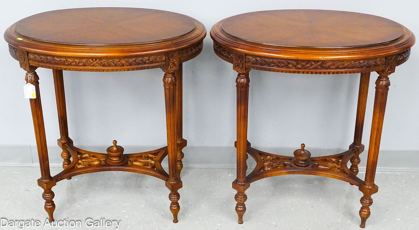 PAIR CONTEMPORARY CARVED WALNUT LAMP TABLES (1 of 9)