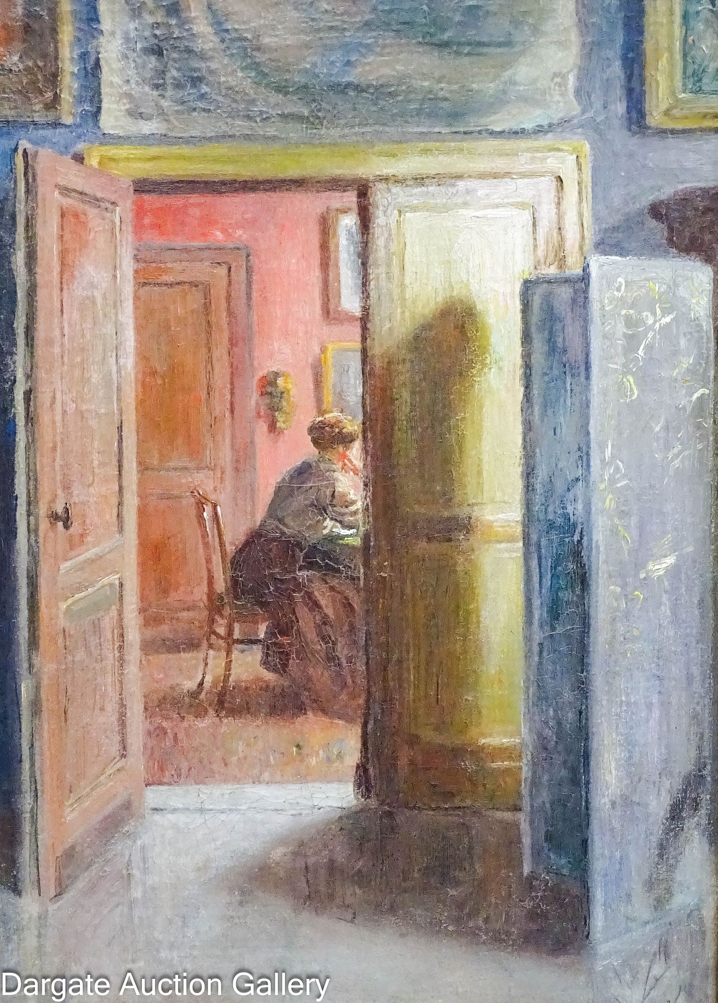 OIL ON CANVAS INTERIOR SCENE OF A GREAT ESTATE (1 of 7)