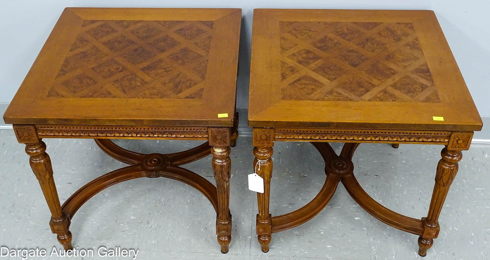 PAIR CONTEMPORARY CARVED WALNUT END TABLES (1 of 6)