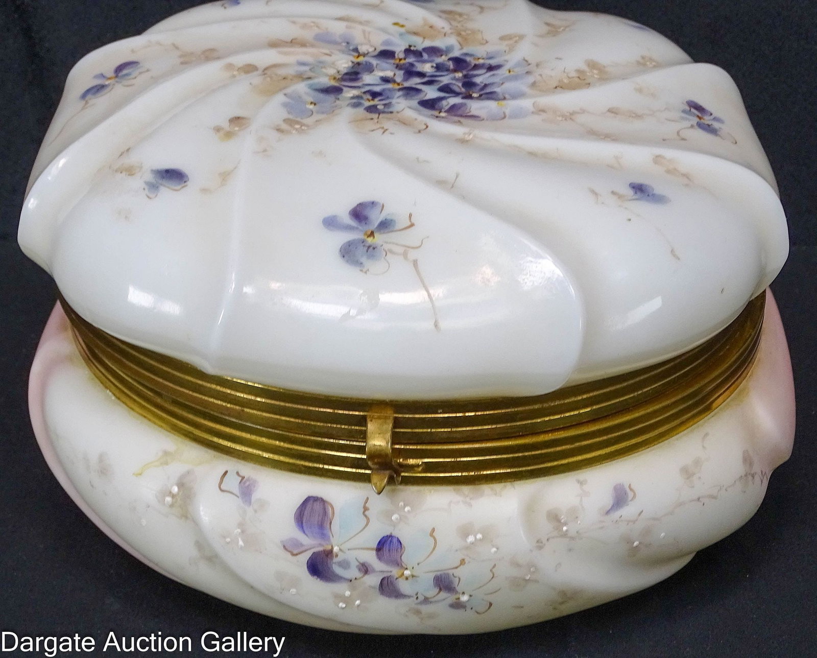 LARGE WAVECREST BOX HAND PAINTED VIOLETS (1 of 5)