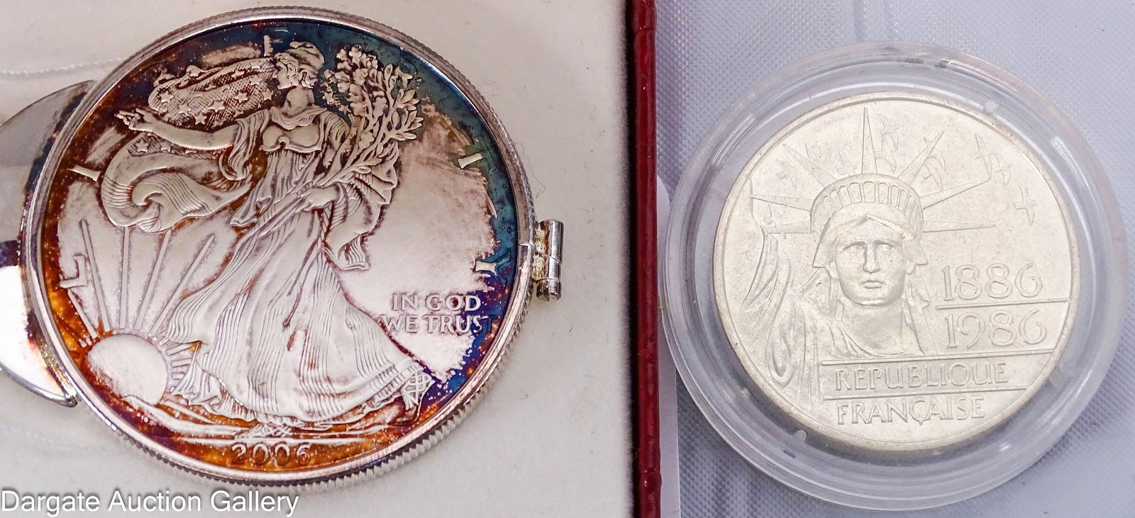 FRENCH SILVER COIN AND WALKING LIBERTY MONEY CLIP (1 of 6)