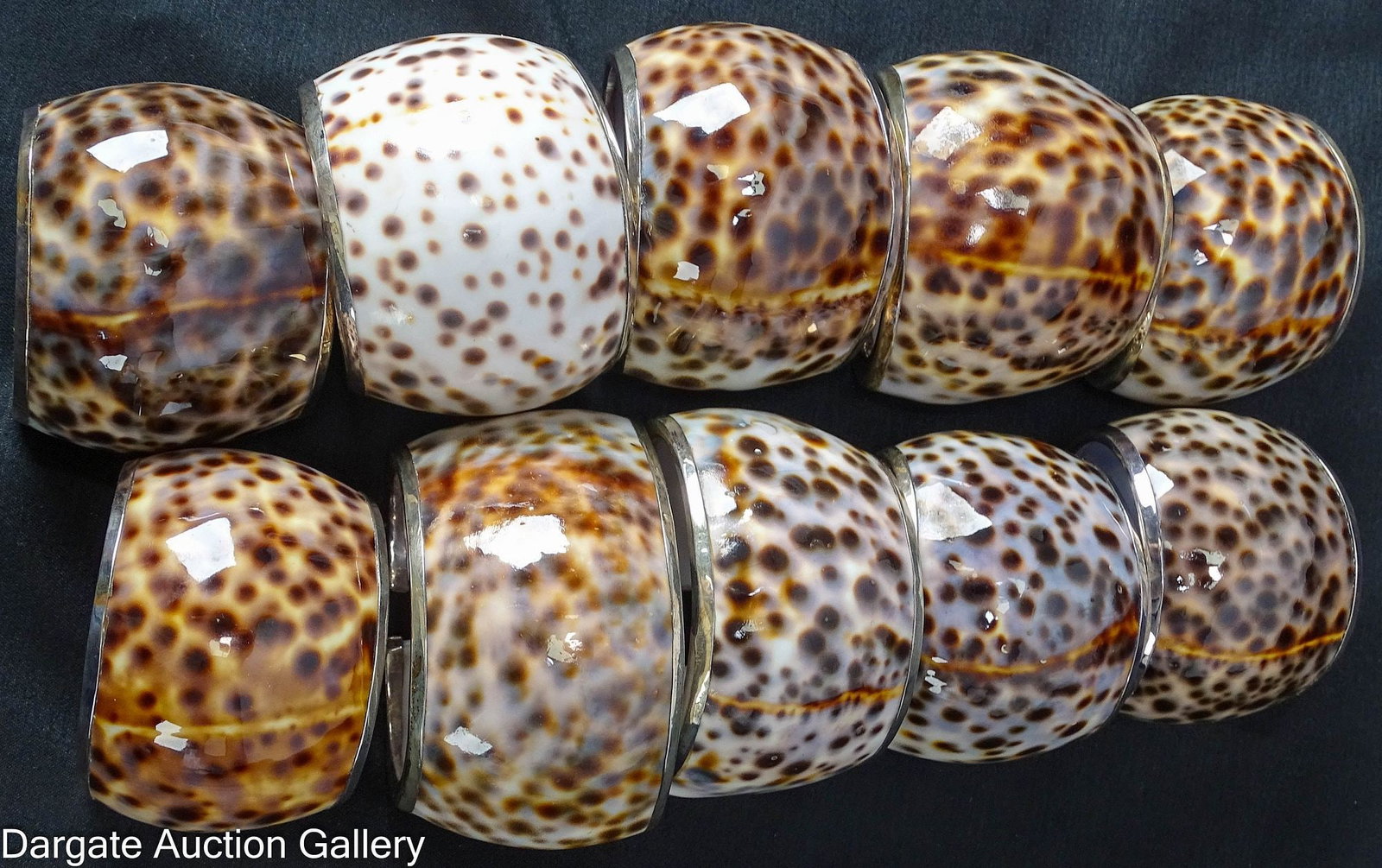 (11) TIGER COWRIE SHELL AND STERLING NAPKIN HOLDERS (1 of 4)