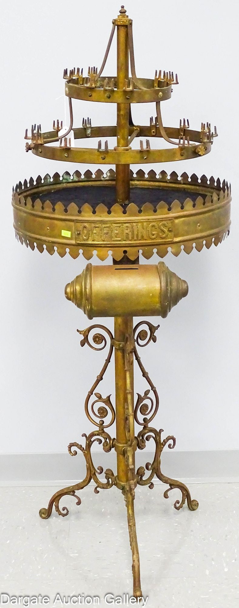 CHURCH BRASS CANDLE OFFERING STAND (1 of 6)