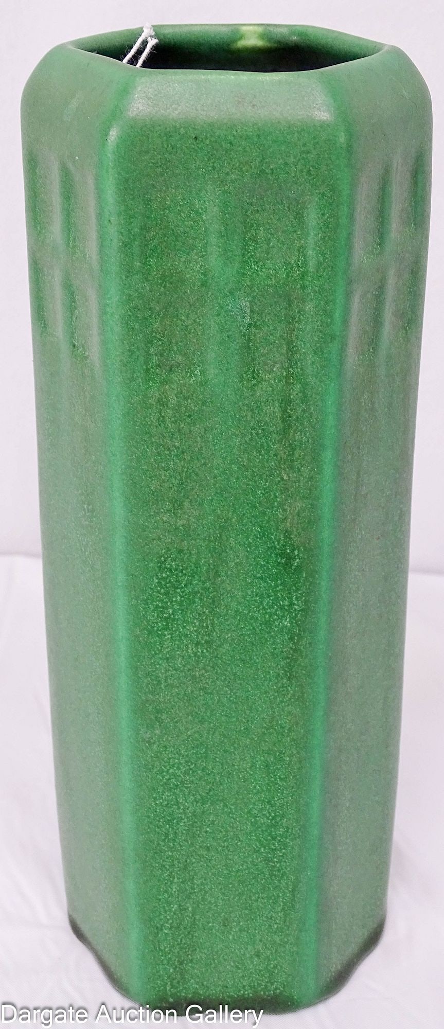 WELLER BEDFORD MATTE GREEN HEXAGONAL VASE c 1910 (1 of 4)