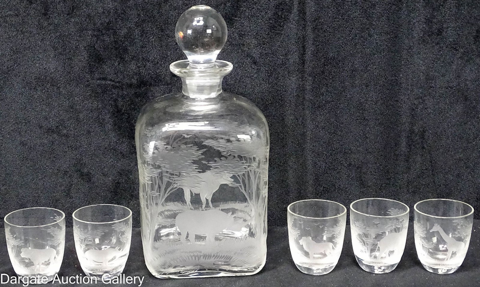 6pc QUEEN LACE CRYSTAL KENYA SERIES DECANTER SET (1 of 6)