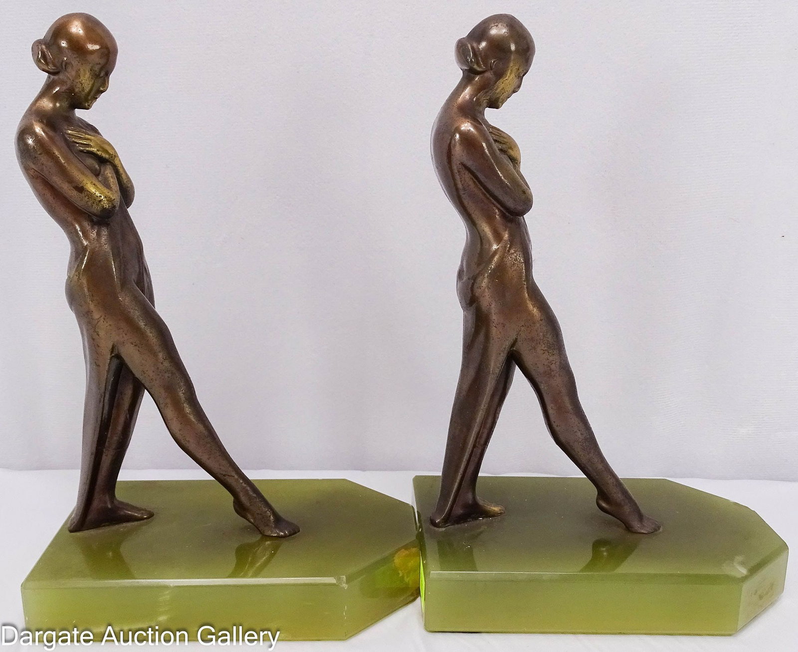 PAIR OF NUDE BOOKENDS AFTER PIERRE LE FAGUAYS MEDIATION (1 of 7)