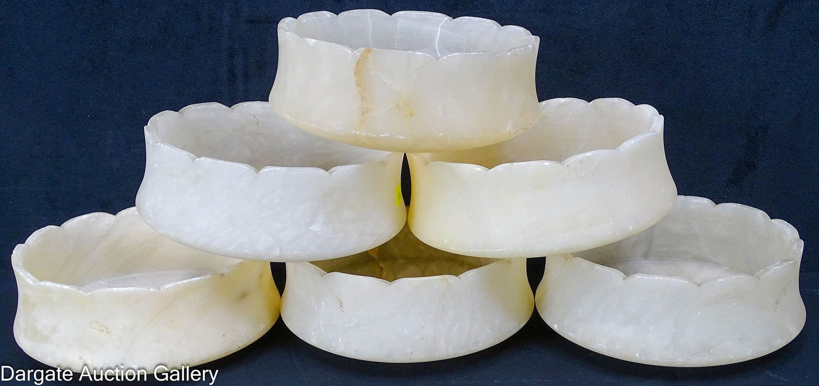 6pc SET CARVED ALABASTER LIGHT SHADES (1 of 7)